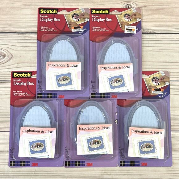 Scotch Keepsake Display Box Oval Photo Safe Craft/Scrapbook Lot of 10 (2/Pk) NOS - Picture 1 of 7